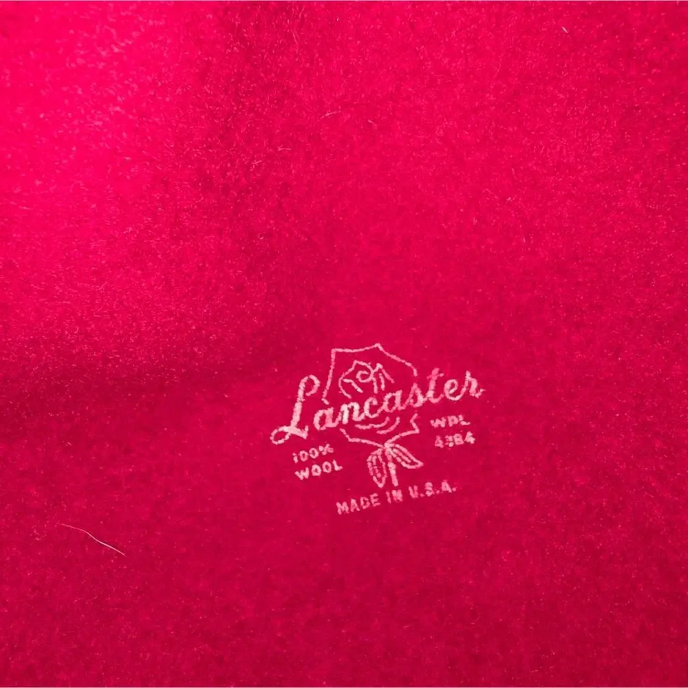 Vtg Lancaster Red Wool Wide-Brim Hat W/Bow USA Made - Picture 4 of 6